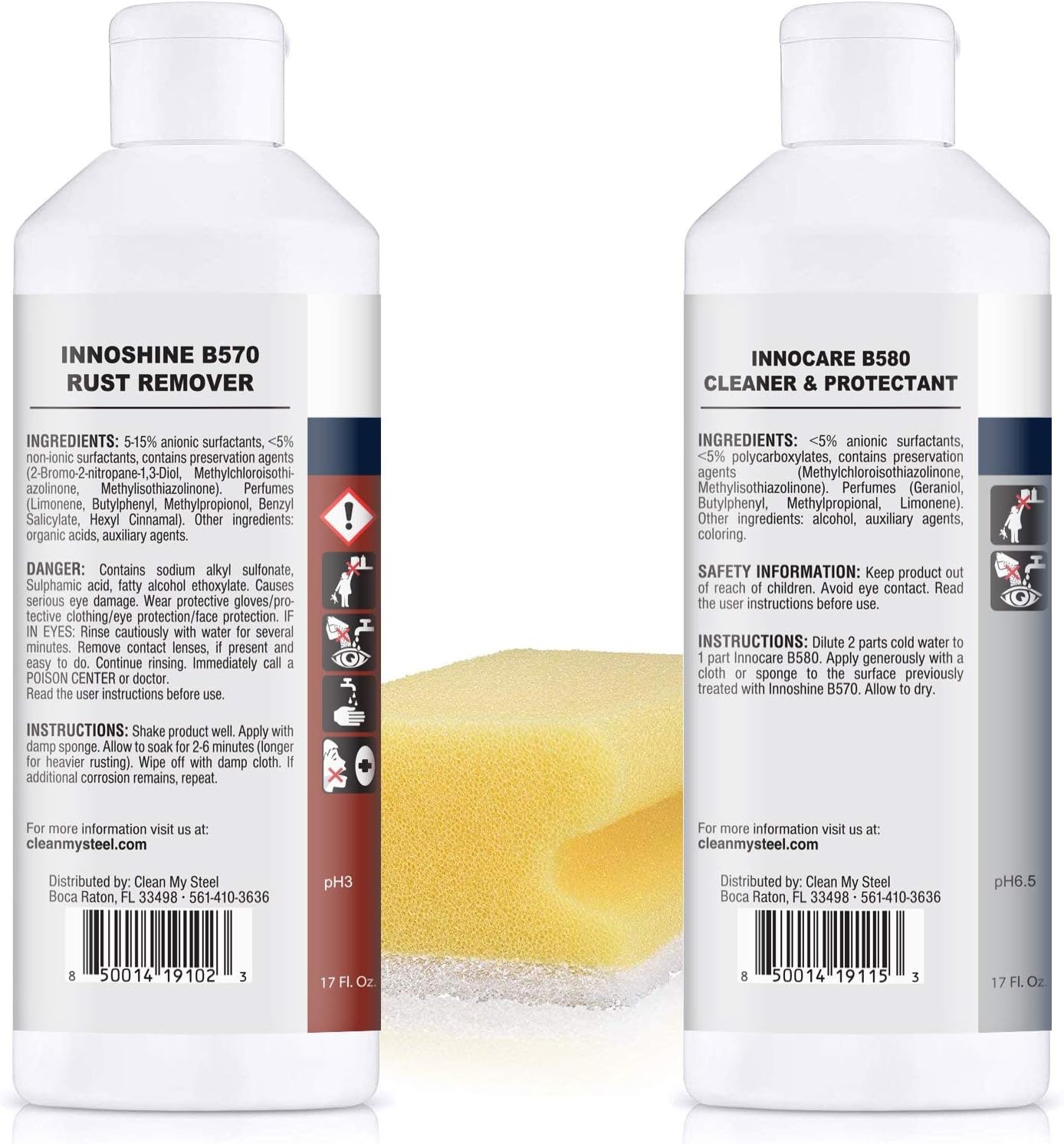CLEAN MY STEEL Stainless Steel Rust Stain Remover, Protector & Cleaner Kit, Concentrated Formula