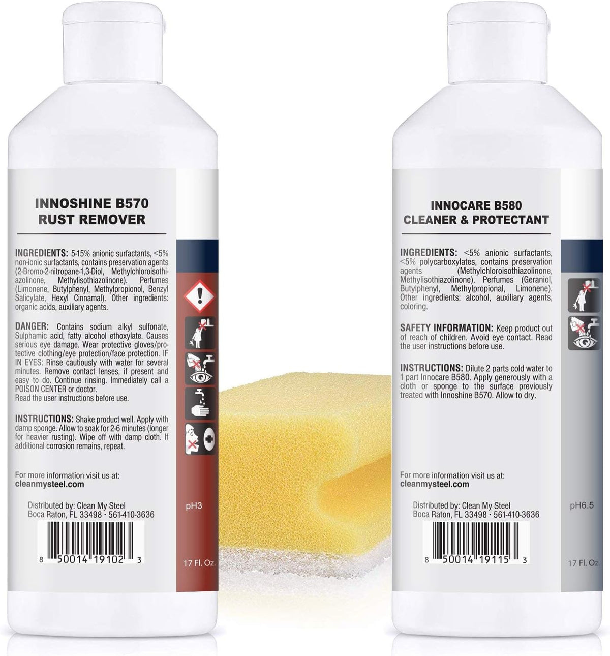 CLEAN MY STEEL Stainless Steel Rust Stain Remover, Protector & Cleaner Kit, Concentrated Formula