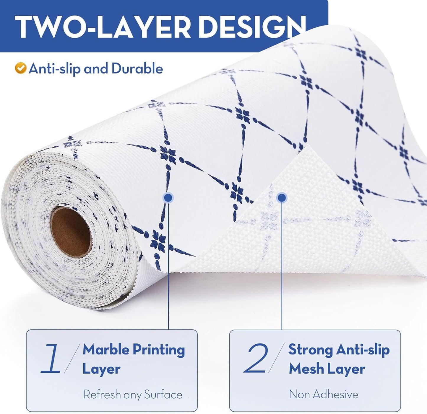 Drawer Shelf Liner for Cabinet,Slip Resistant Non Adhesive Liner for Kitchen, BPA Free Shelf Liners