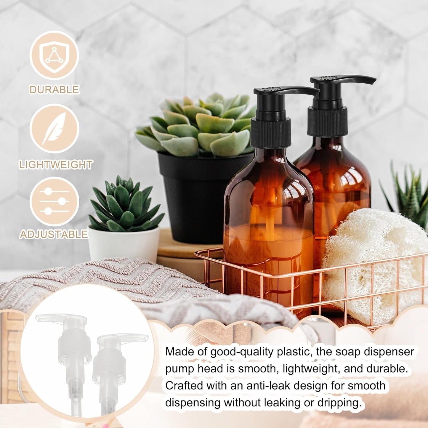 uxcell 8 Pcs Soap Dispenser Pump Heads Soap Dispensers Top Pumps Replacement Switch Pumphead for