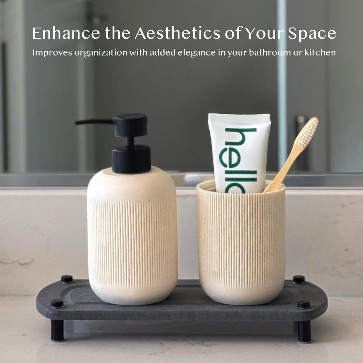 2PCS Instant Dry Sink Caddy Organizer, Fast Drying Sponge and Soap Dispenser Holder for Kitchen and