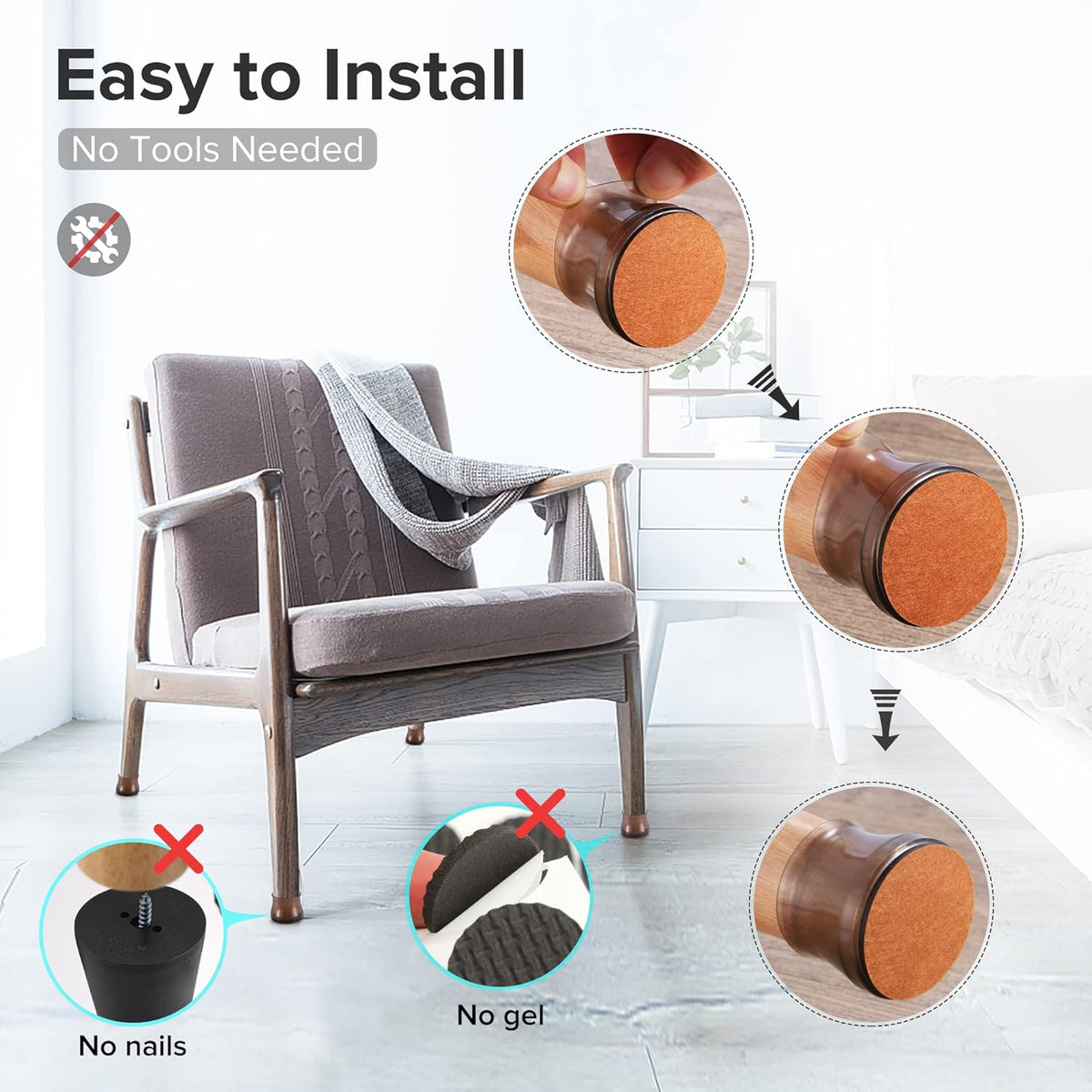 24PCS Upgraded Silicone Chair Leg Floor Protectors for Hardwood Floors, Furniture Sliders for Chair