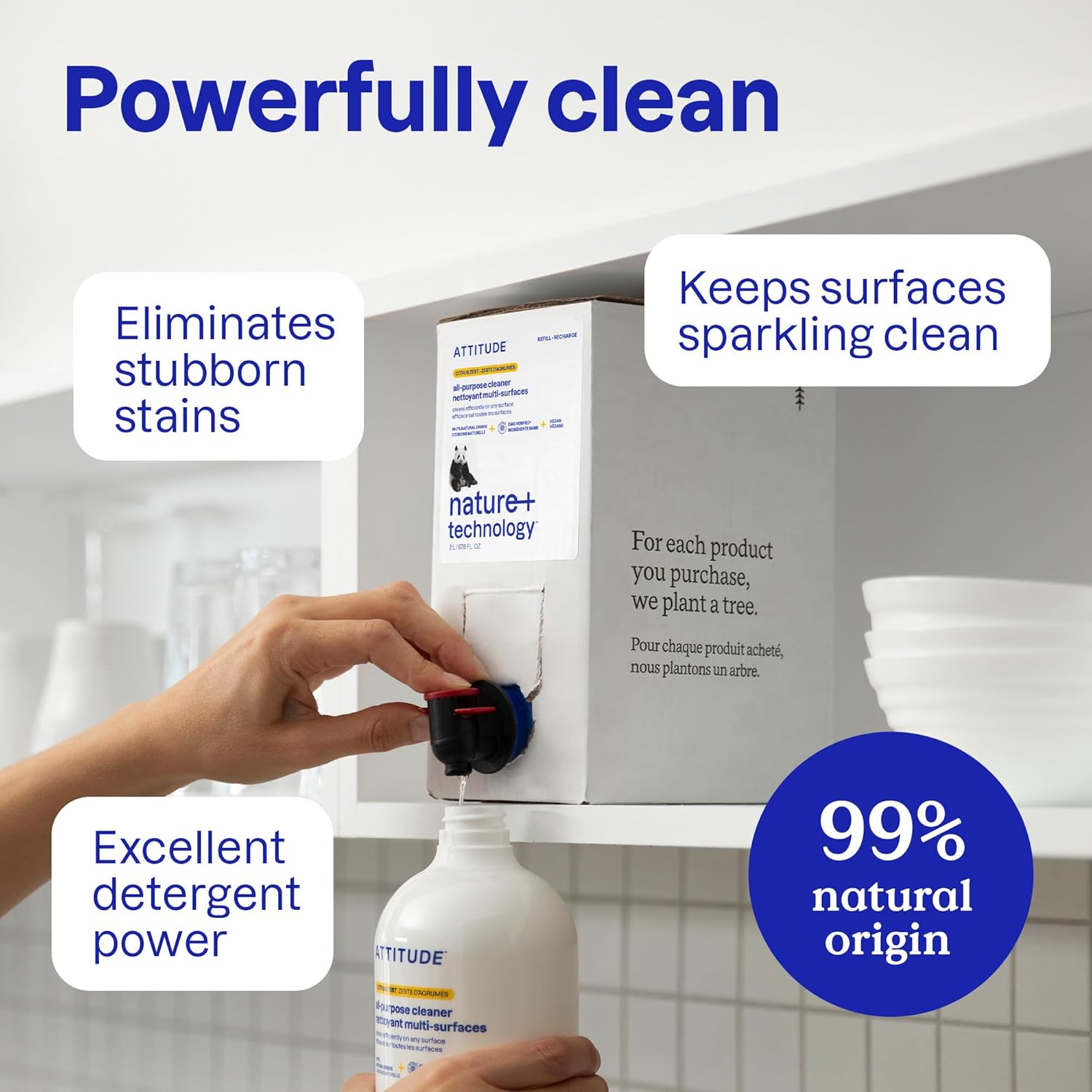 ATTITUDE All Purpose Cleaner Spray, EWG Verified, Vegan, Made with 94% Plant-Based Ingredients