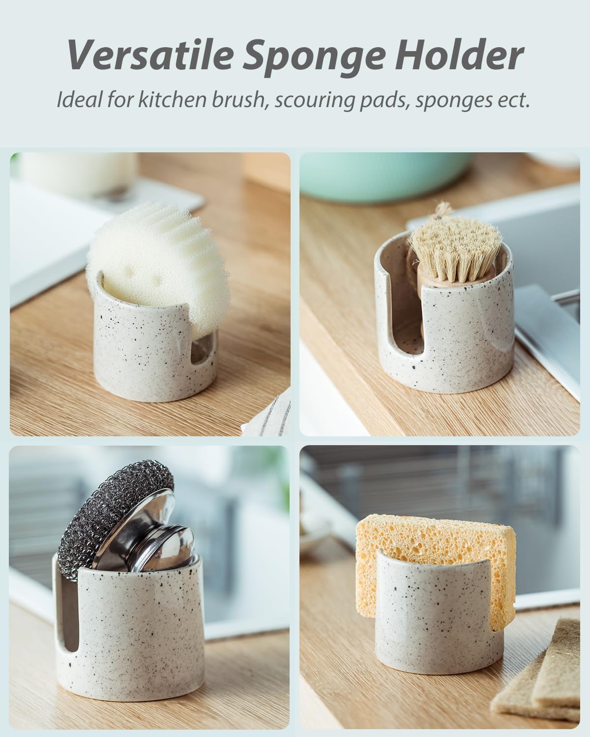 Kitchen Sink Sponge Holder, Dish Sponge Rack Ceramic Brush Holder Farmhouse Kitchen Dish Rack for