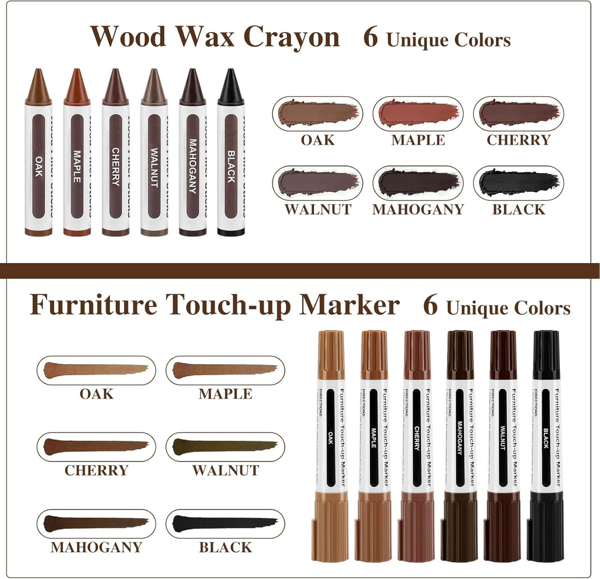 Dual Tip Furniture Markers Touch Up,Upgrade 13 Pcs Wood Markers Furniture Repair Kit,Touch Up Paint