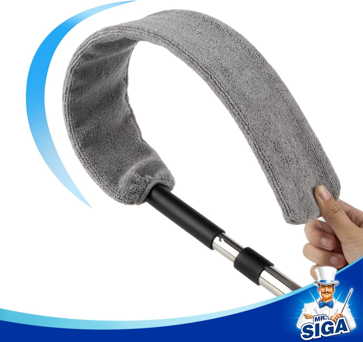 MR.SIGA Flexible Microfiber Long Duster for Gap Cleaning, Stainless Steel Adjustable Handle