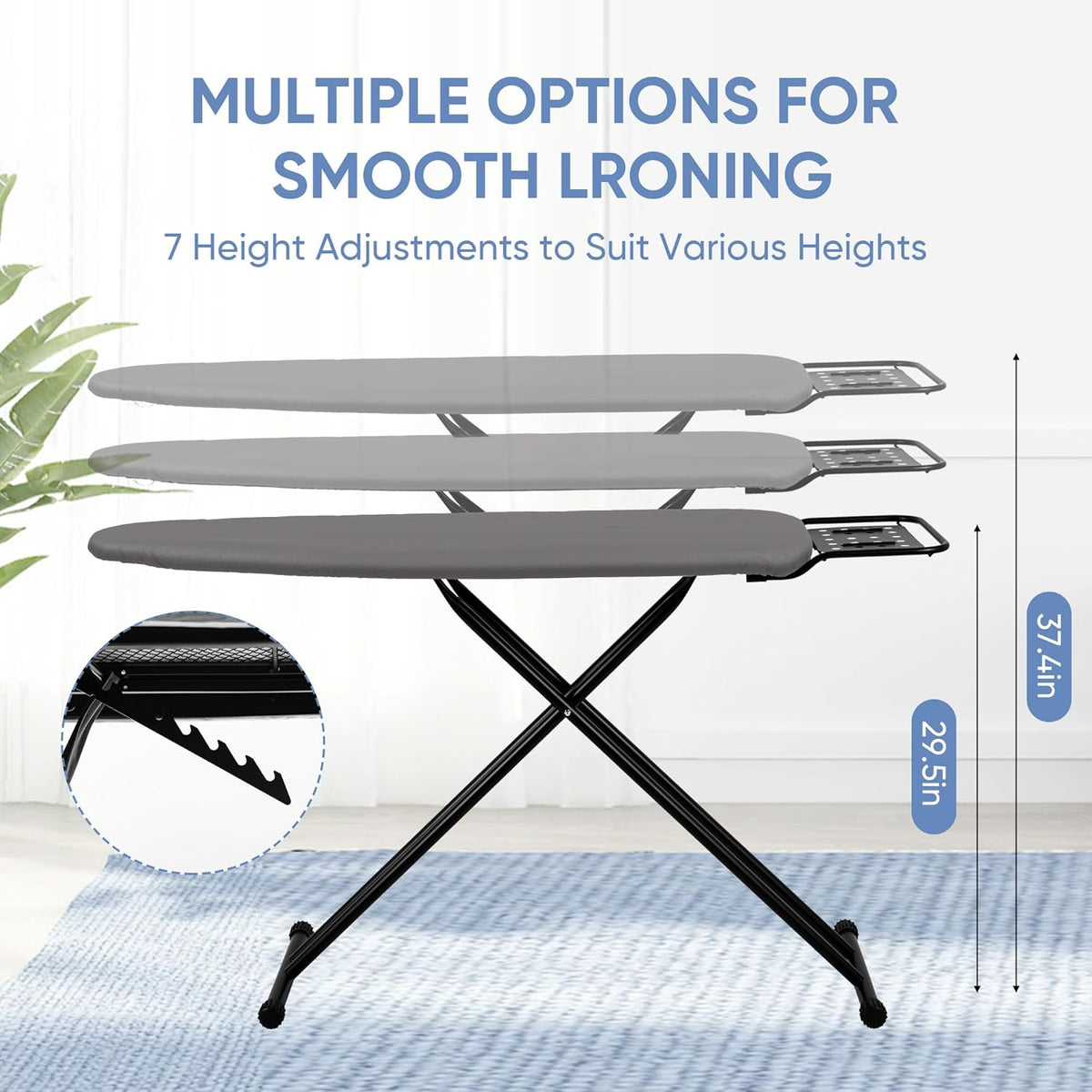 Full Size Ironing Board 47" X 15" with Heat Resistant Cover and Thicken Felt Pad, Safety Iron Rest