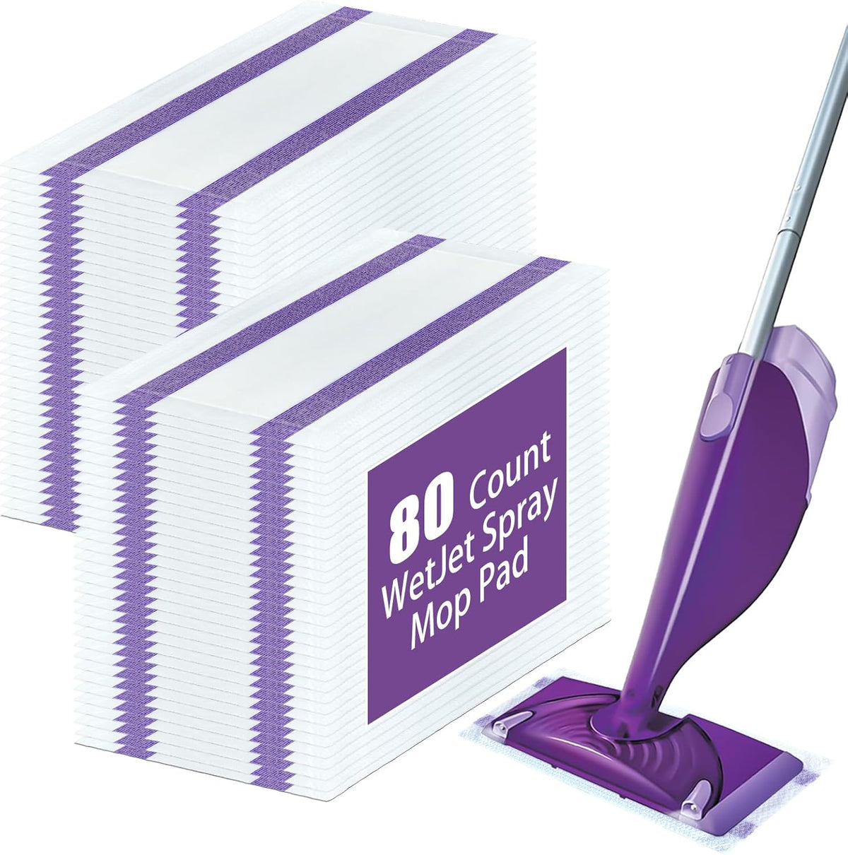 80 Pack Disposable Mop Pad Refills for Swiffer Wet Jet Spray Mop，Dry&Wet Mopping Pad Compatible