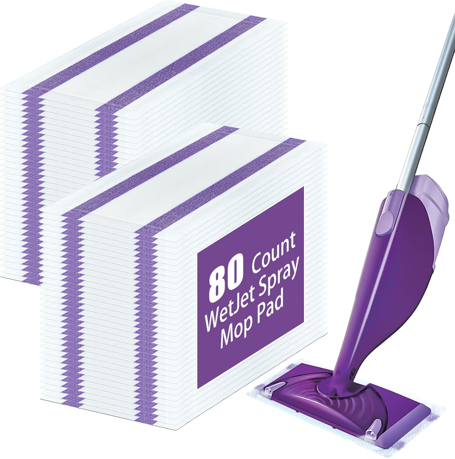 80 Pack Disposable Mop Pad Refills for Swiffer Wet Jet Spray Mop，Dry&Wet Mopping Pad Compatible