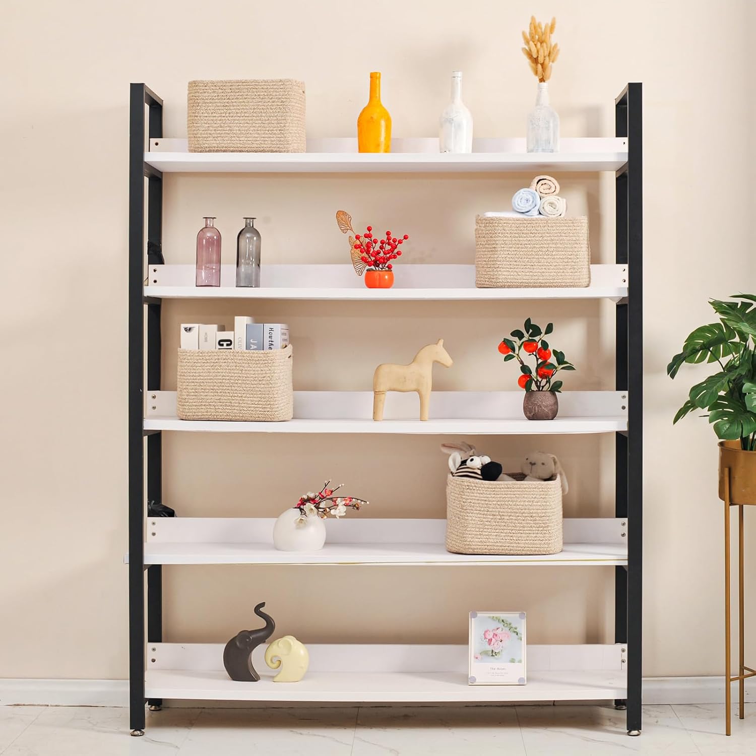 Small Storage Baskets for Shelves Organizing, Woven Cotton Rope Baskets for Storage, Book Basket
