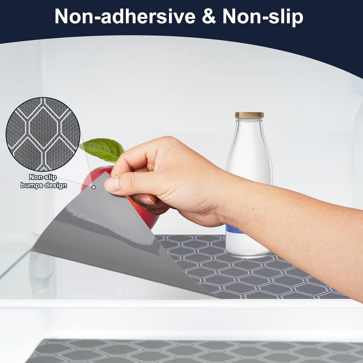 Non Adhesive Shelf Liner, Waterproof Drawer Liners for Kitchen Cabinet Refrigerator, No Slip