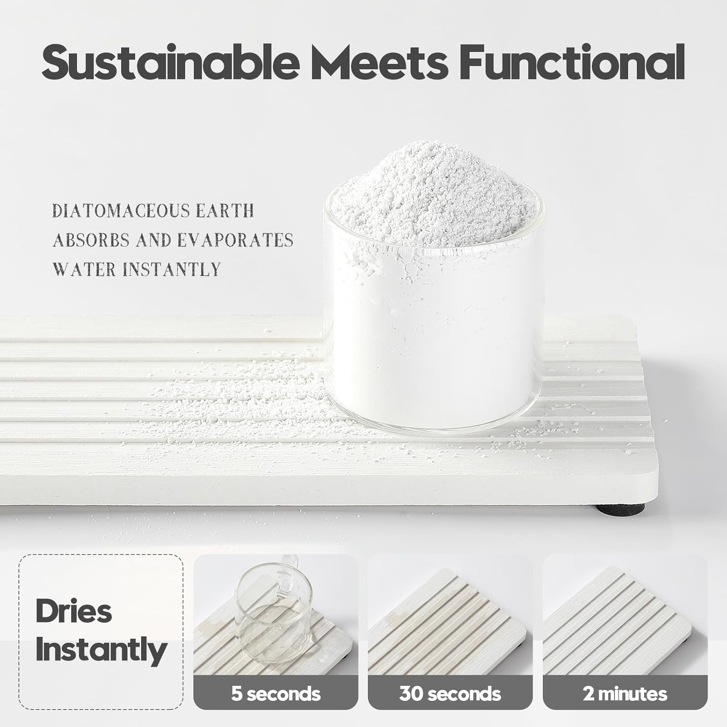2PCS Diatomite Quick Stone Drying Tray Mat for Bathroom & Kitchen Counter, Instant Dry Water