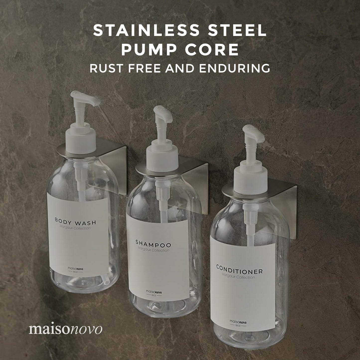 MaisoNovo Shampoo and Conditioner Dispenser - Shower Soap Dispenser Wall Mounted - 16.9 fl oz Set