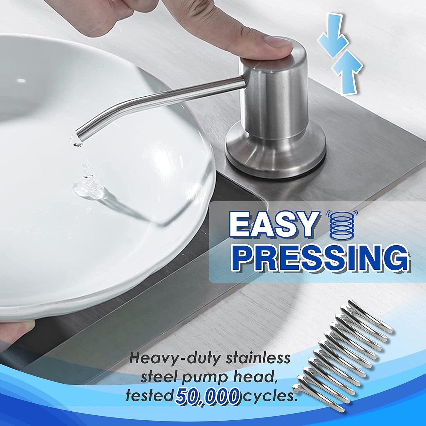 Built in Soap Dispenser for Kitchen Sink WEWE, Stainless Steel Brushed Nickel in Counter soap