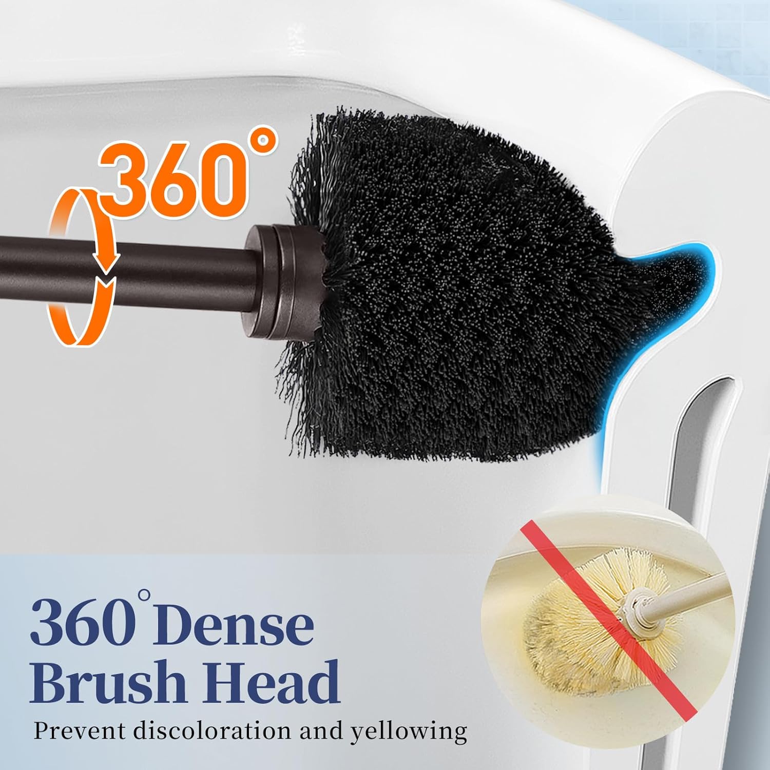 HAMITOR Toilet Bowl Brush Holder Set: 2 Pack Modern Deep Cleaning Bathroom Toilet Scrubber with