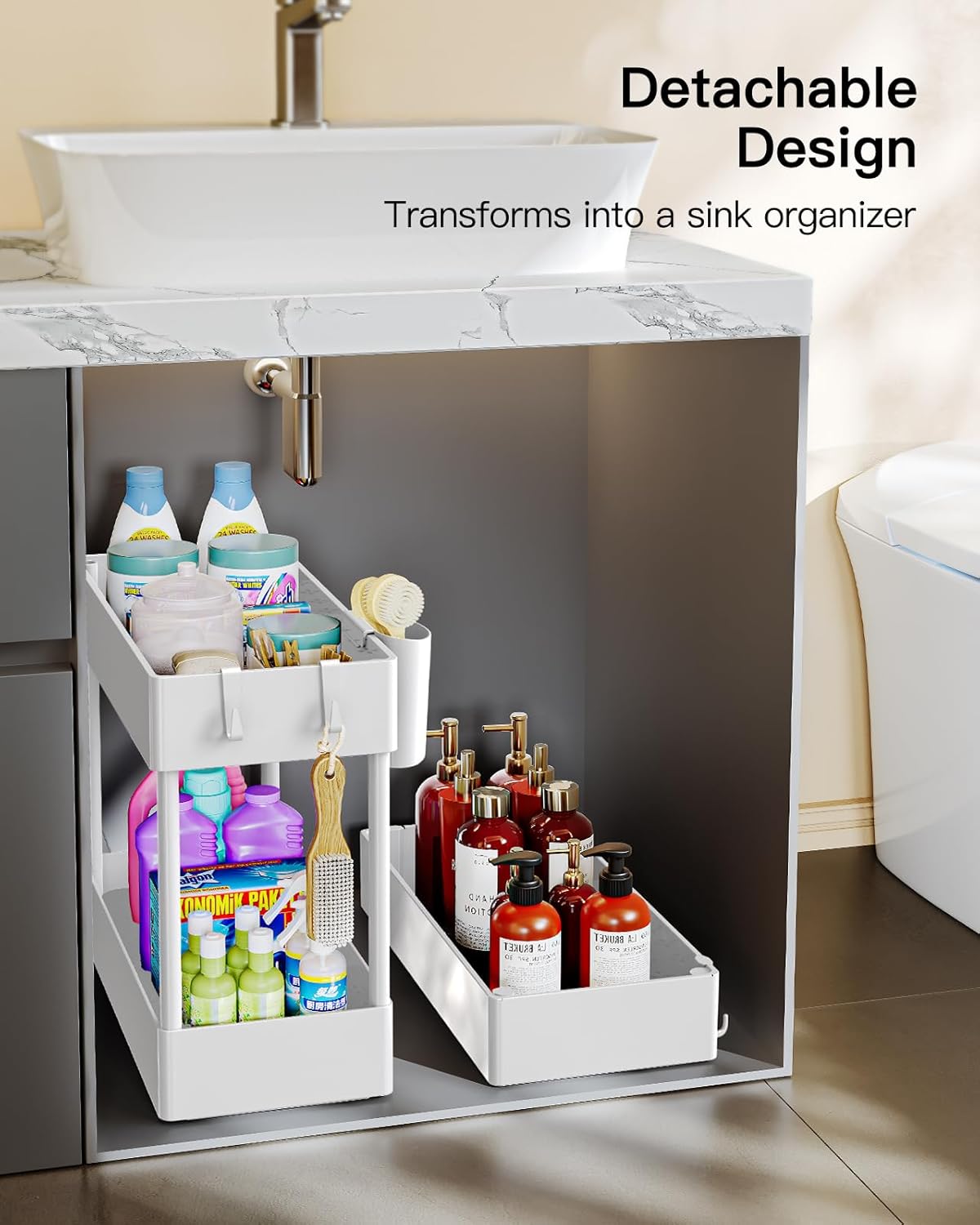 Pipishell Slim Storage Cart with Wheels, Bathroom Cart Organizer Bathroom Storage Small, Rolling