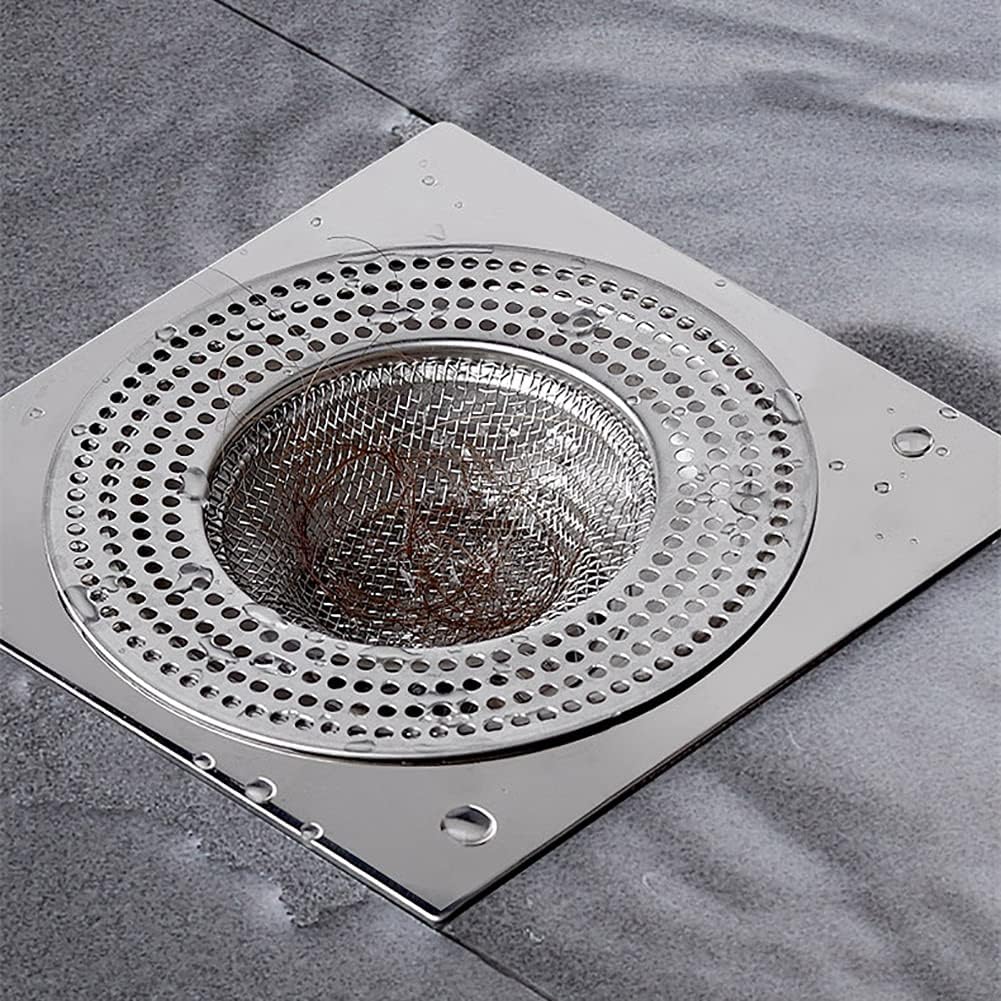 2pcs Heavy Duty Stainless Steel Slop Basket Filter Trap,3.54" Top / 1.65" Mesh Metal Sink