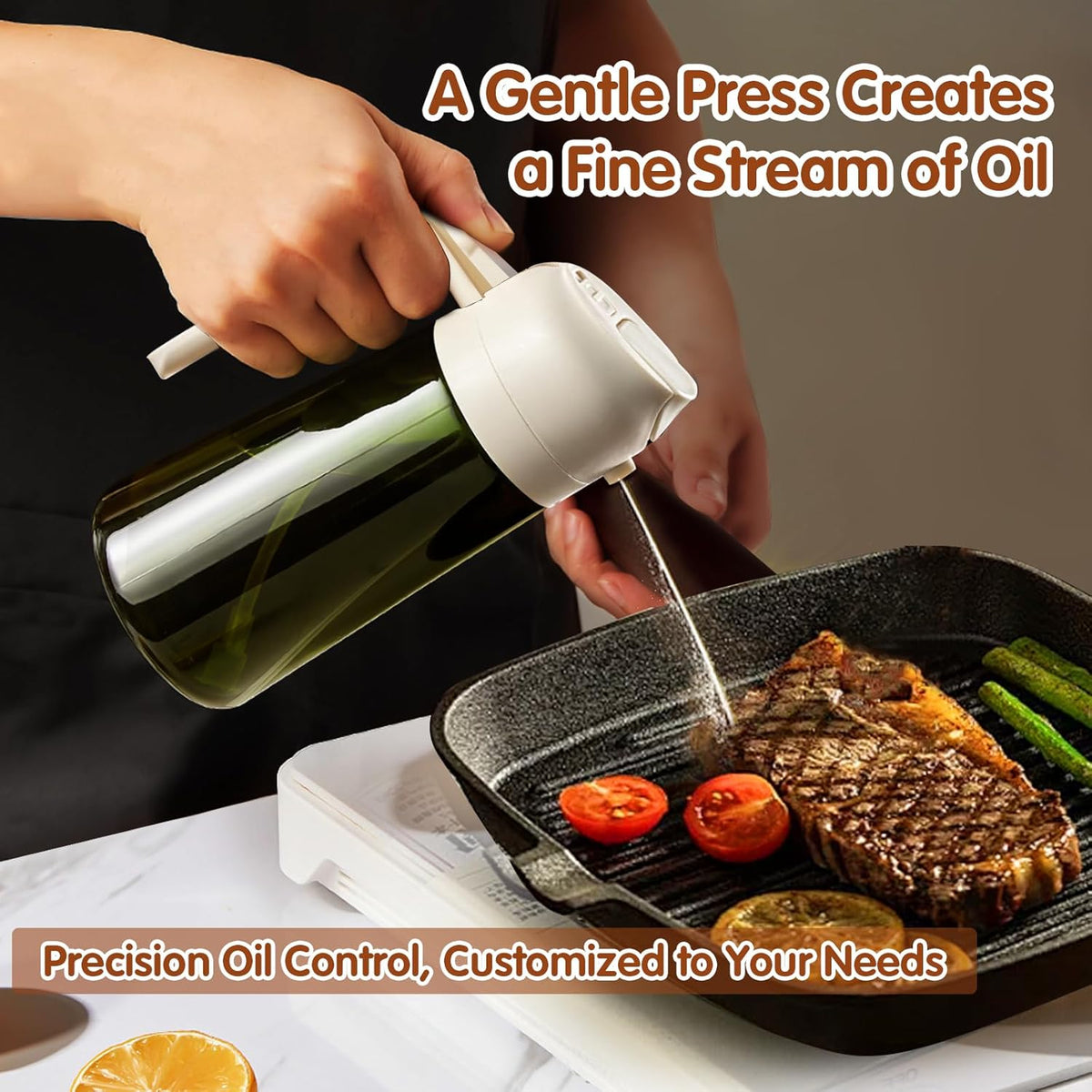 YARRAMATE 2PCS 16oz/470ml Oil Sprayer for Cooking with Stickers, Food-Grade 2 in 1 Olive Oil