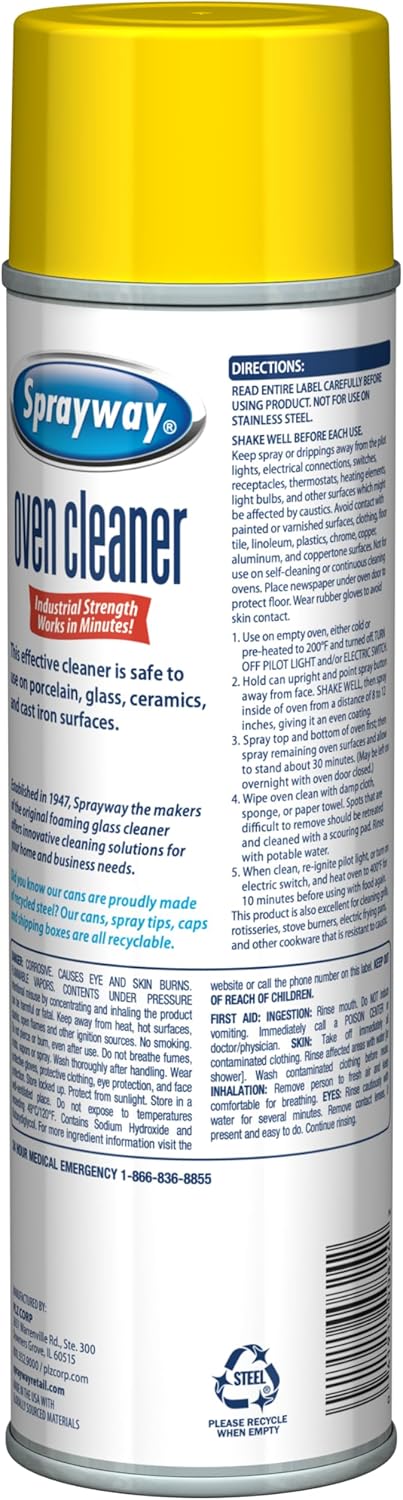 Sprayway Oven Cleaner Aerosol Spray, 20oz, Pack of 6 | Foaming Action, Cuts Through Grease &