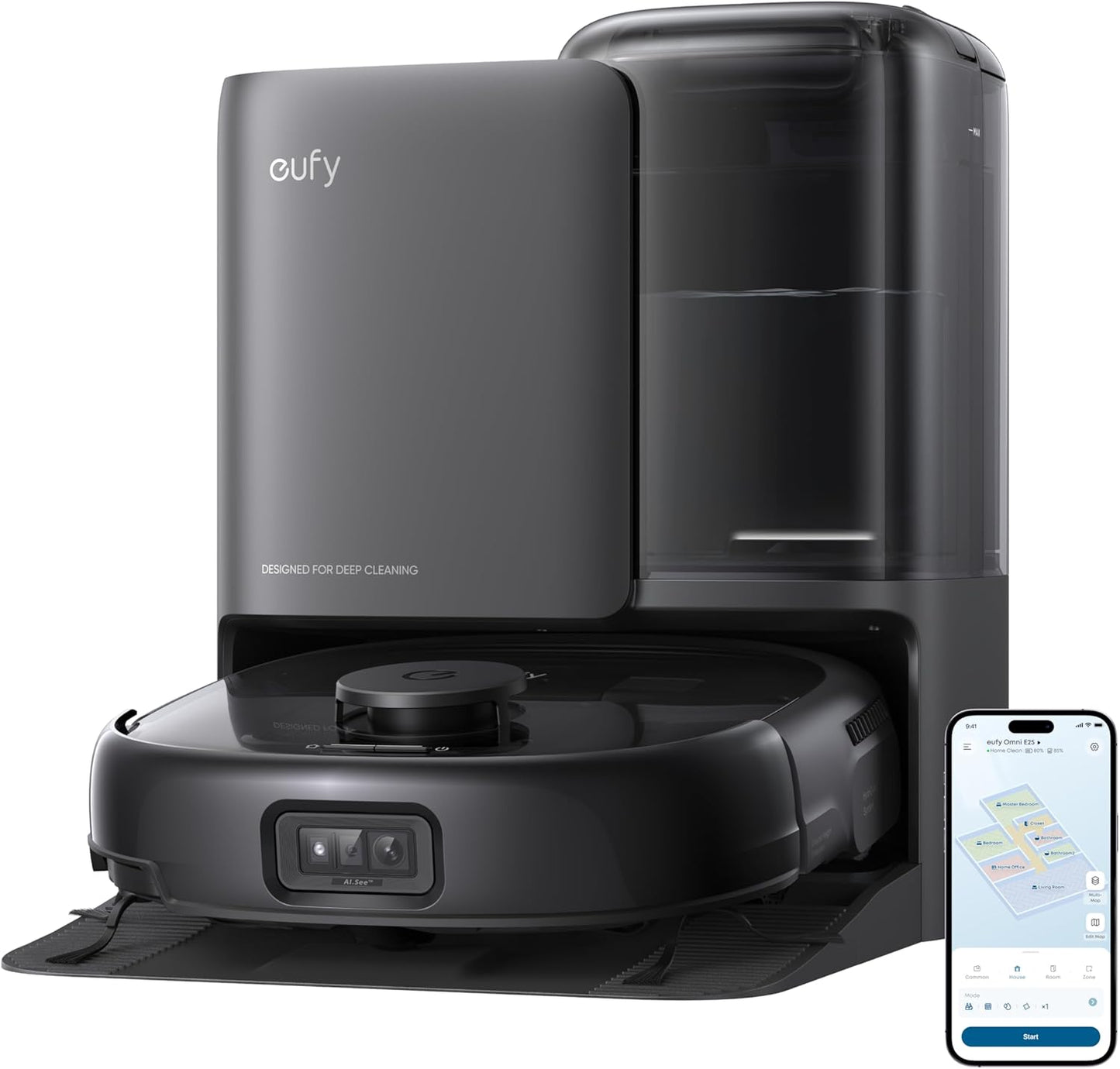 eufy Robot Vacuum E25, HydroJet System with Roller Mop, 20,000 Pa Turbo Suction, All-in-One Robot