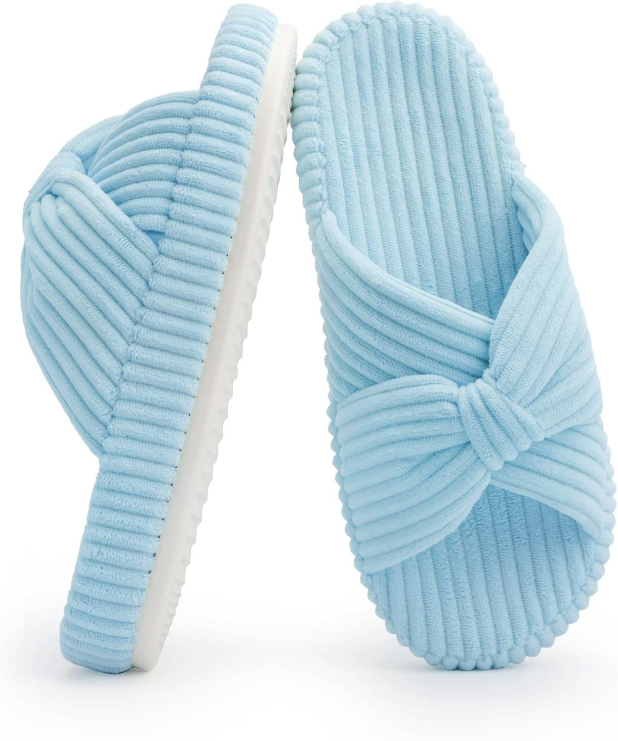 Chantomoo Slippers for Women Memory Foam House Bedroom Corduroy Bow Crossbands Slide Slipper Shoes