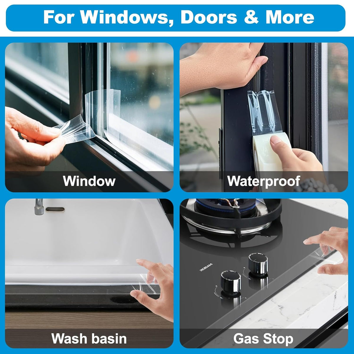 Transparent Weatherproof Seal Tape 2" x 30 Yards, High Strength Waterproof Sealing Tape for Windows