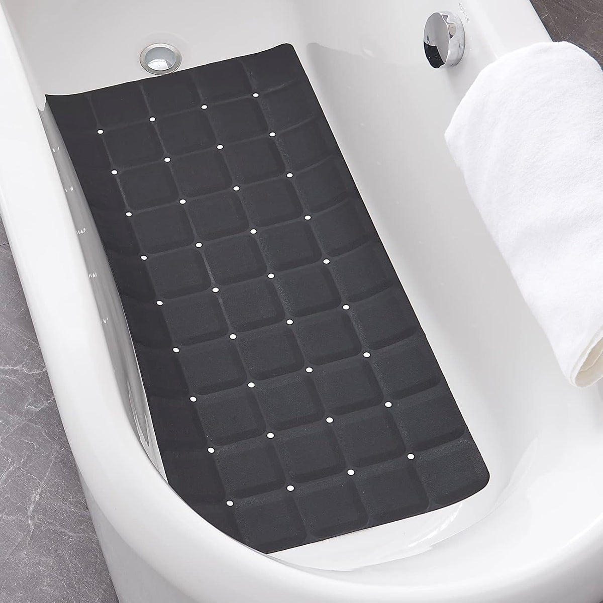 Foldable Silicone Bathtub Mat: Jumbo Size Heavy Duty Safety Bath Mat for Tub Without Suction Cups