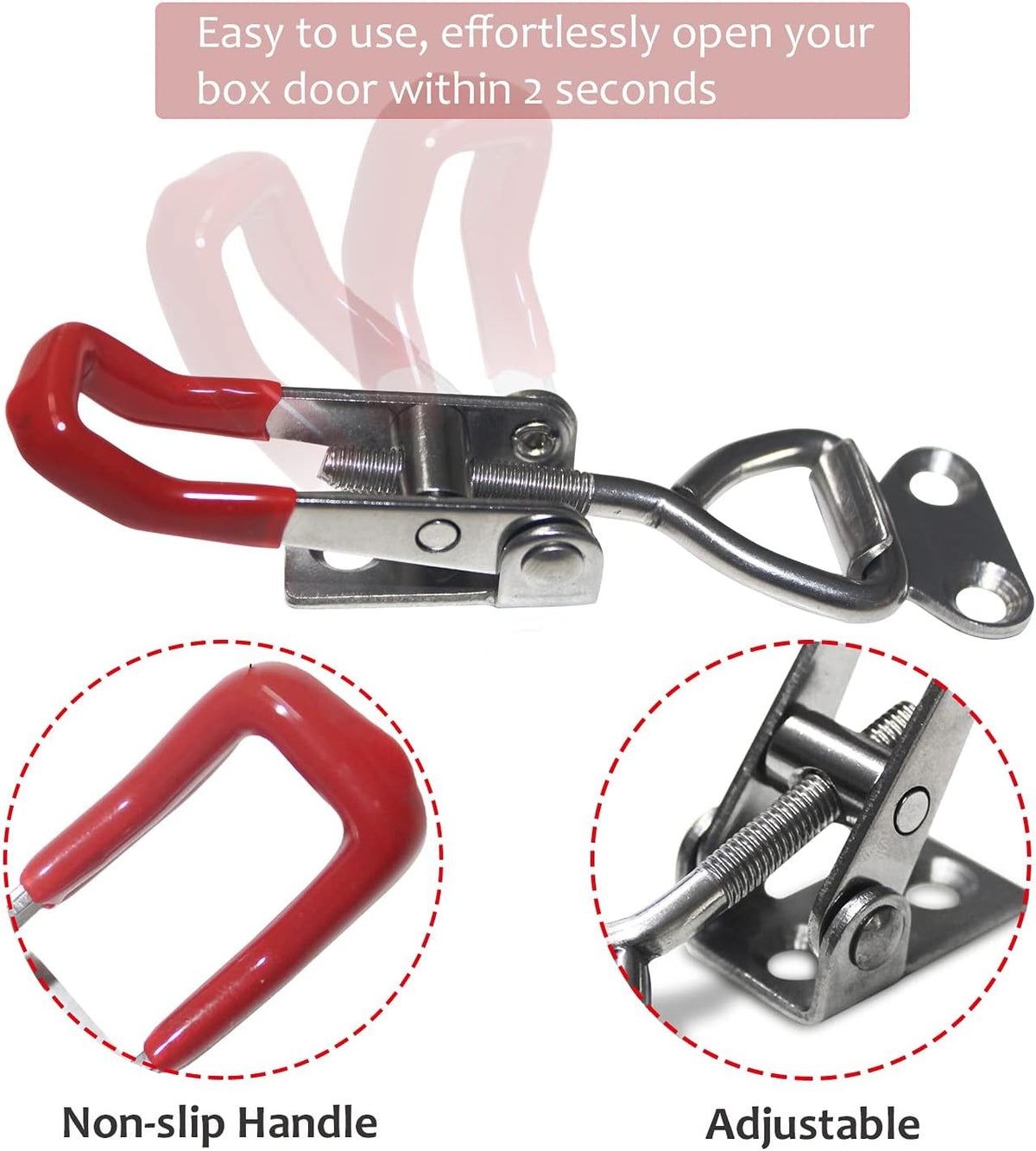 CUKAYO 4pcs Toggle Latch Clamp, 304 Stainless Steel Pull Hasp Latches, Quick Release Hand Tool