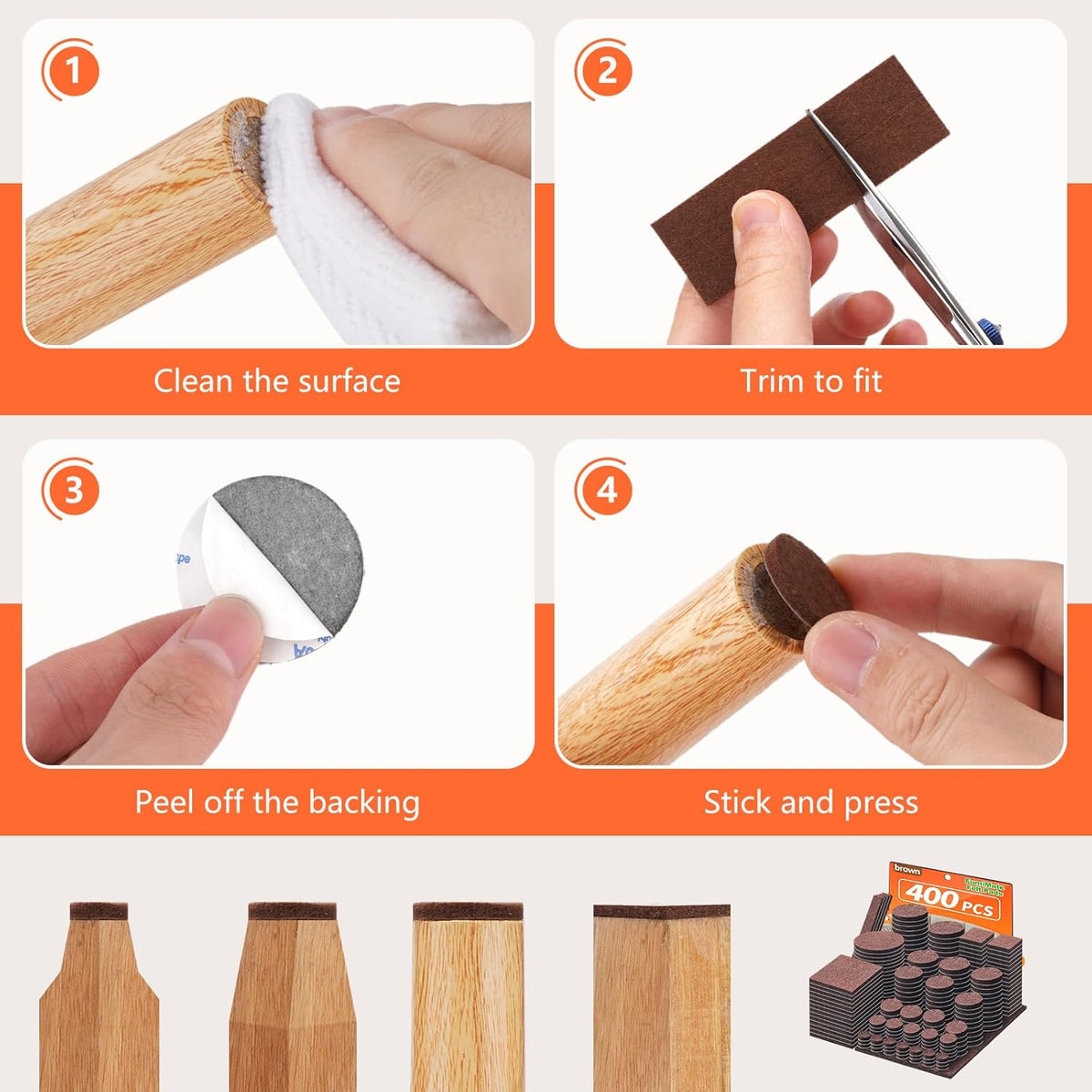 Felt Furniture Pads 400 Pieces, Furniture Pads for Hardwood Floors, Floor Protectors for Furniture