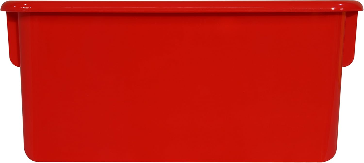 Wood Designs Cubby Storage Bin, Heavy Duty Plastic Containers for Kids Red Cubby Tray Set of 25
