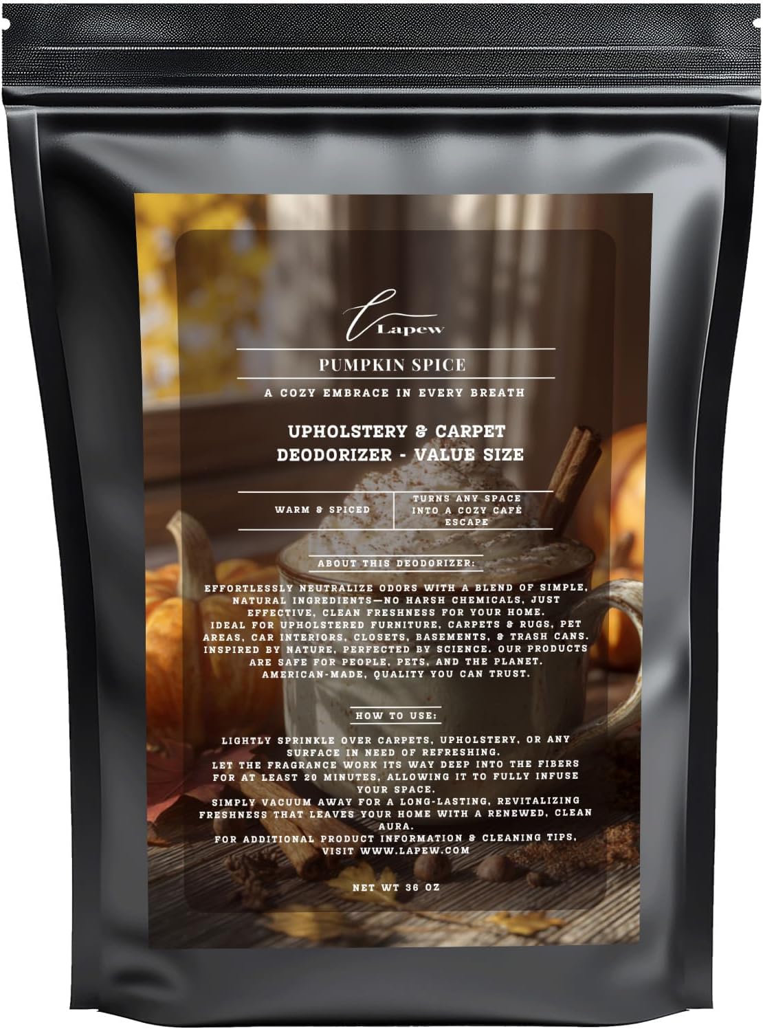Pumpkin Spice Carpet Freshener Powder Value Size 36 oz | Powerful Odor Eliminator for Home |