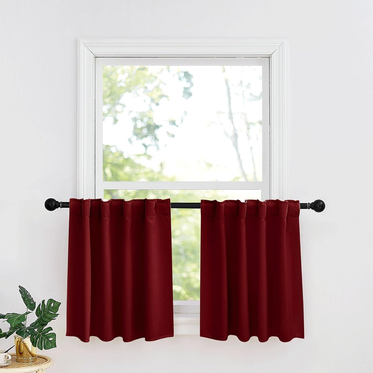 RYB HOME Kitchen Window Curtains - Blackout Privacy Half Window Curtains for Bedroom Bathroom