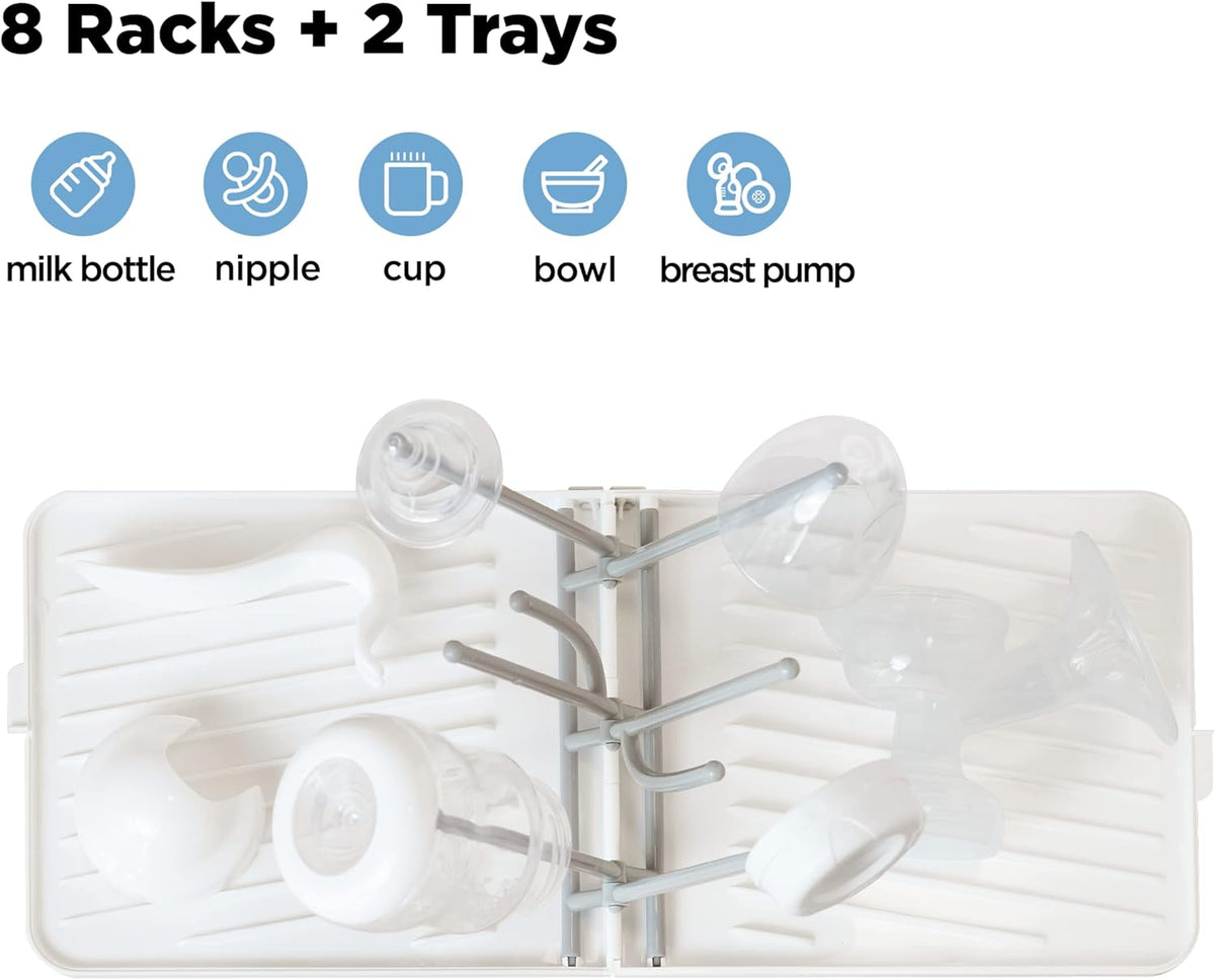 YOTIME Baby Bottle Drying Rack with Drainer, Foldable & Space Saving Drying Rack for Baby Bottles