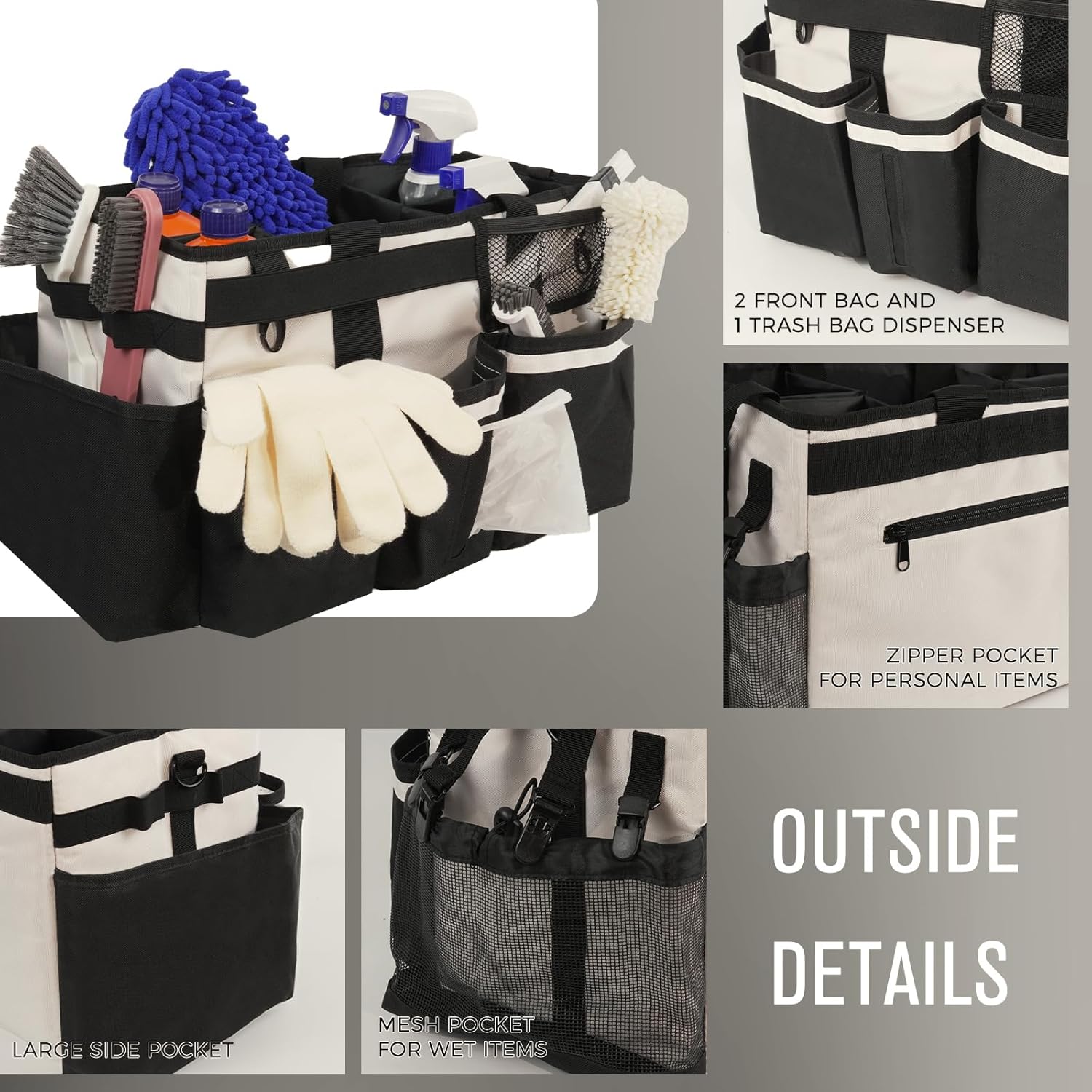 Wearable Cleaning Caddy, Cleaning Caddy Supplies Organizer with Handle & Shoulder Straps for