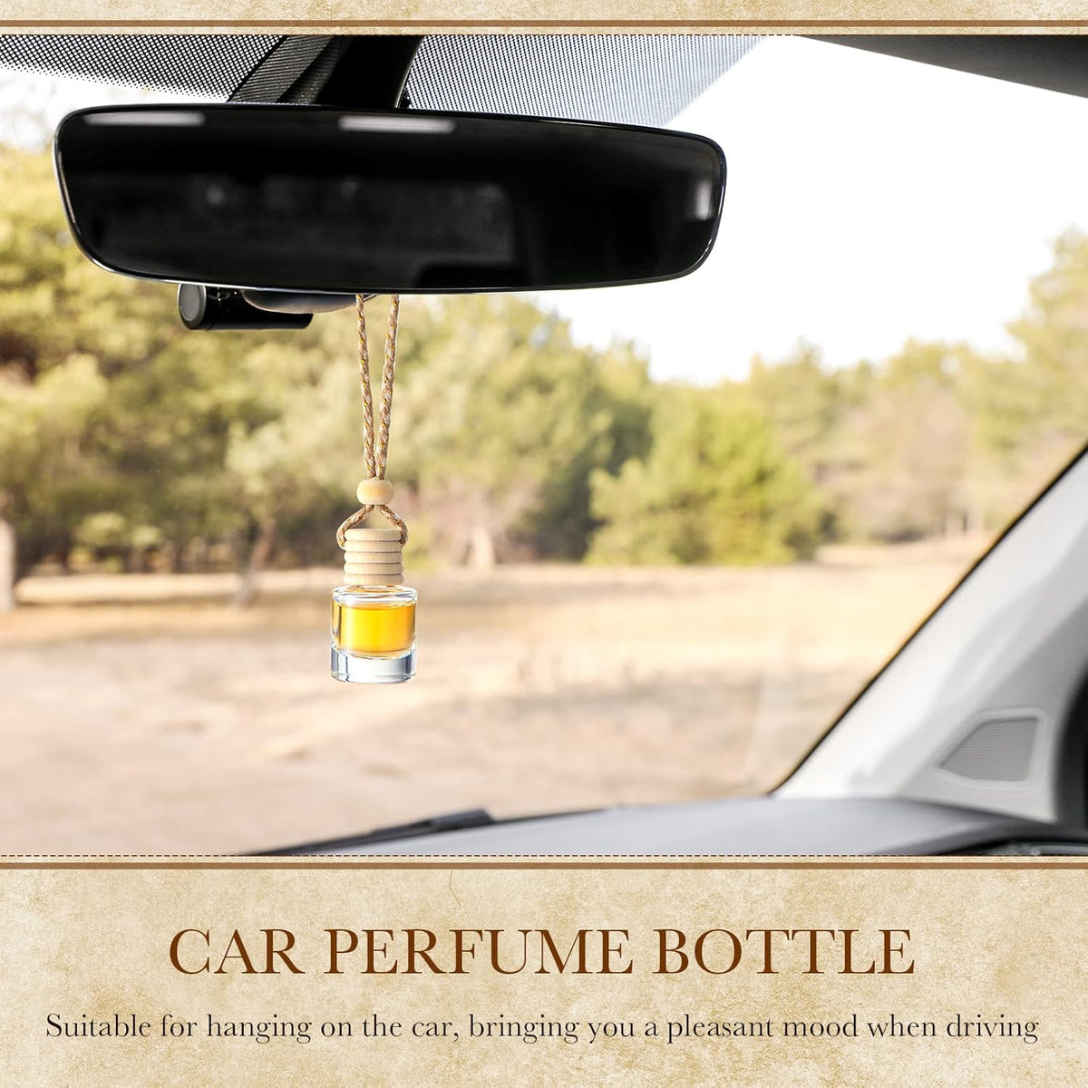 BBTO 50 Pcs Hanging Car Air Freshener Car Diffuser Bottles Empty Glass Perfume Bottle Freshener