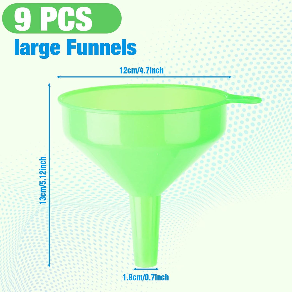 Honeydak 9 Pcs Multi-Purpose Plastic Funnels 4.7 Inch Wide Mouth Funnels for Filling Bottles, Jars