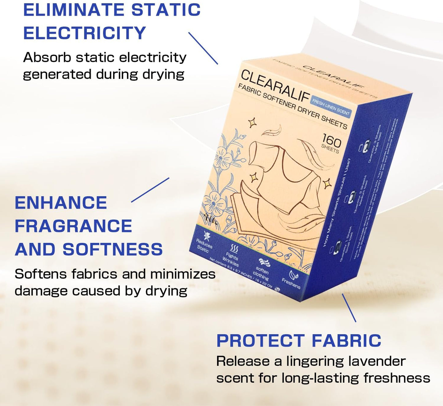 Clearalif All in One Laundry Detergent Sheets Kit, Fresh Linen Scent, 160 Loads Laundry Sheets +