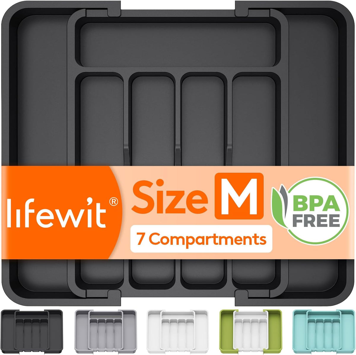 Lifewit Silverware Drawer Organizer, Expandable BPA Free Utensil Tray for Kitchen, Adjustable