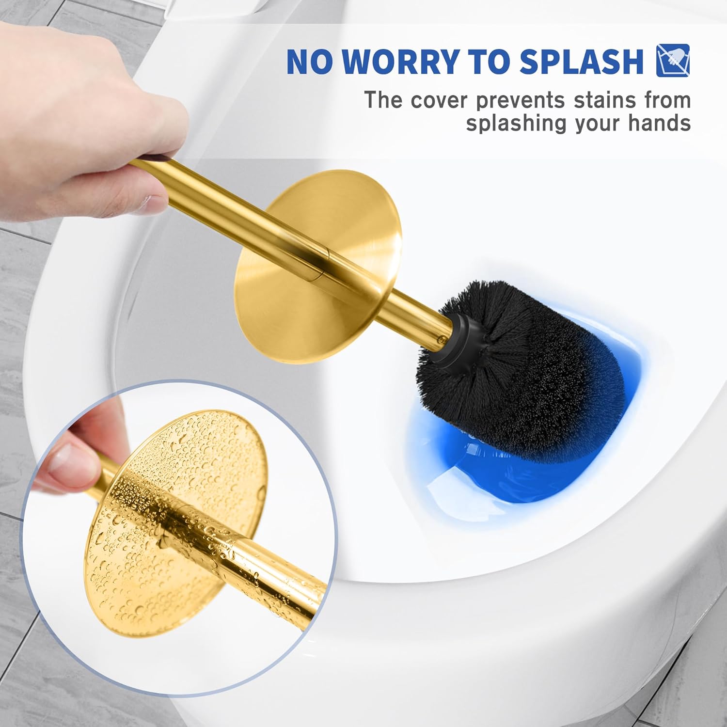 Toilet Brush and Holder, 2 Pack Toilet Brush Stainless Steel, Toilet Bowl Brush for Bathroom