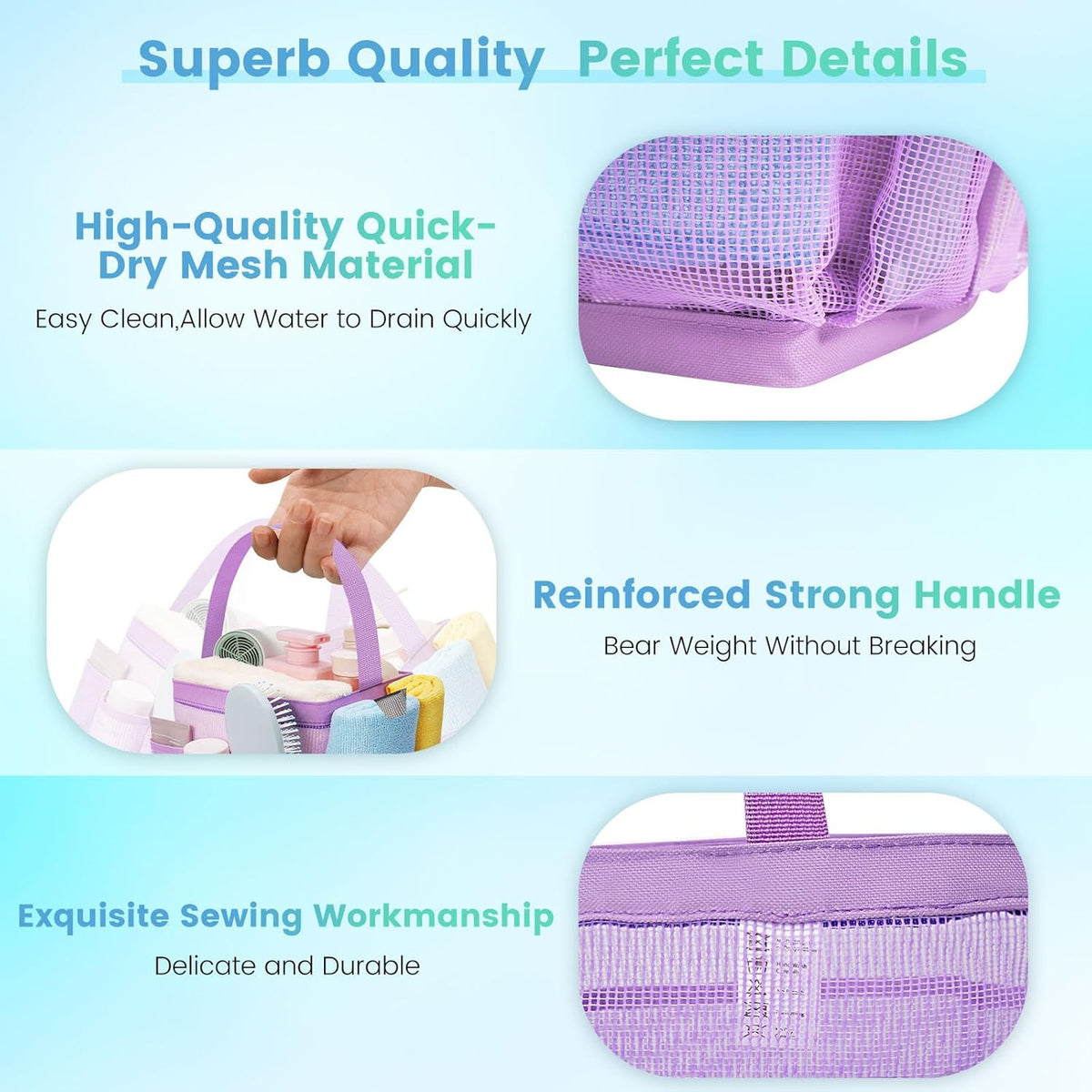 Mesh Shower Caddy for College Dorm Room Essentials for Girls with 9 Pockets,Large-Capacity Shower