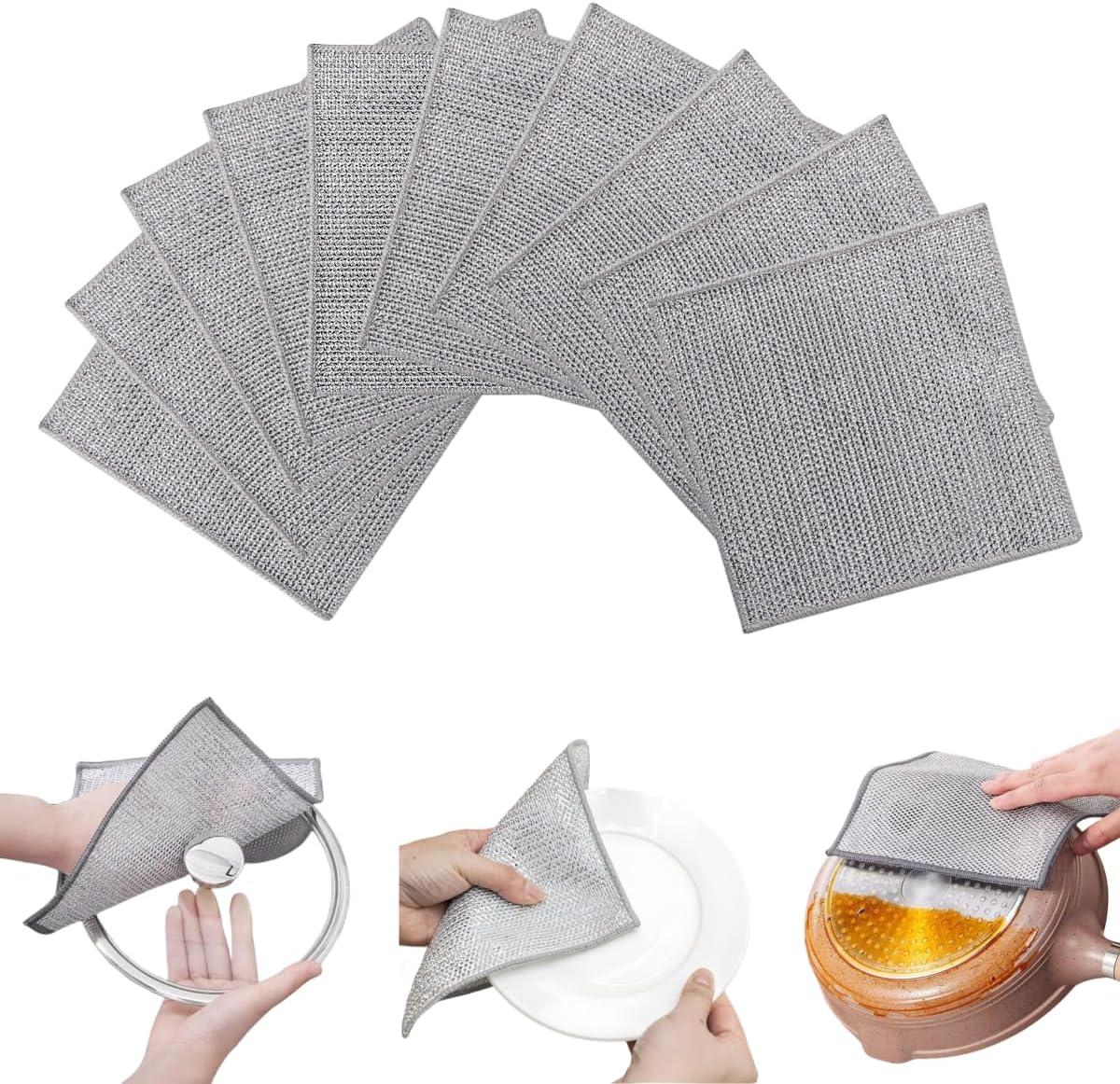 Non Scratch Wire Dishcloth, Wire dishwashing rag,Steel Wool Scrubber，Scrubs & Cleans for Dishes