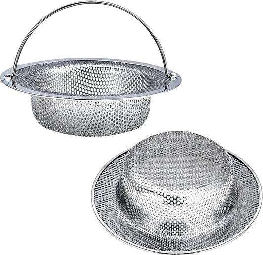 Kitchen Sink Strainer, 2-Pack Sink Strainer Basket with Handle, 4.5" Diameter, Stainless Steel