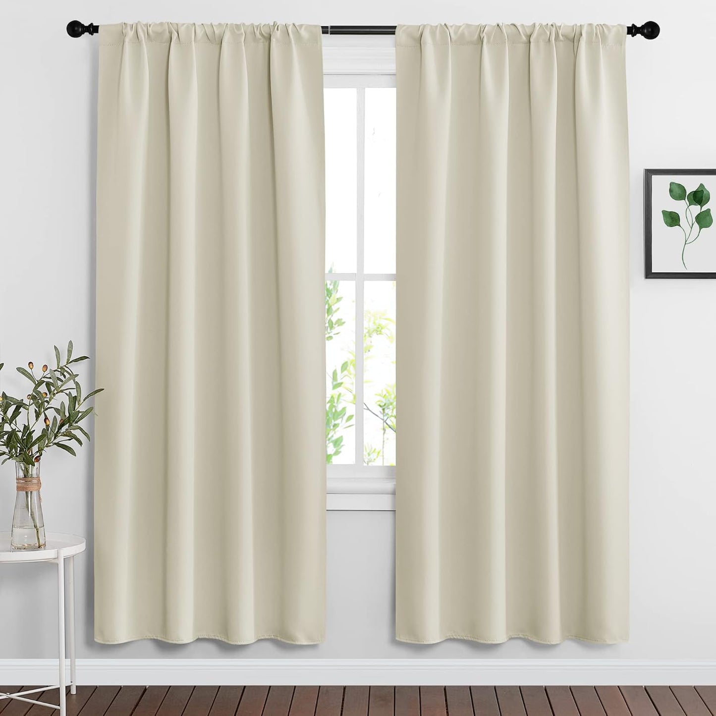 RYB HOME Curtains for Bedroom 72 inches Long, Blackout Thermal Insulating Window Treatment Drapes