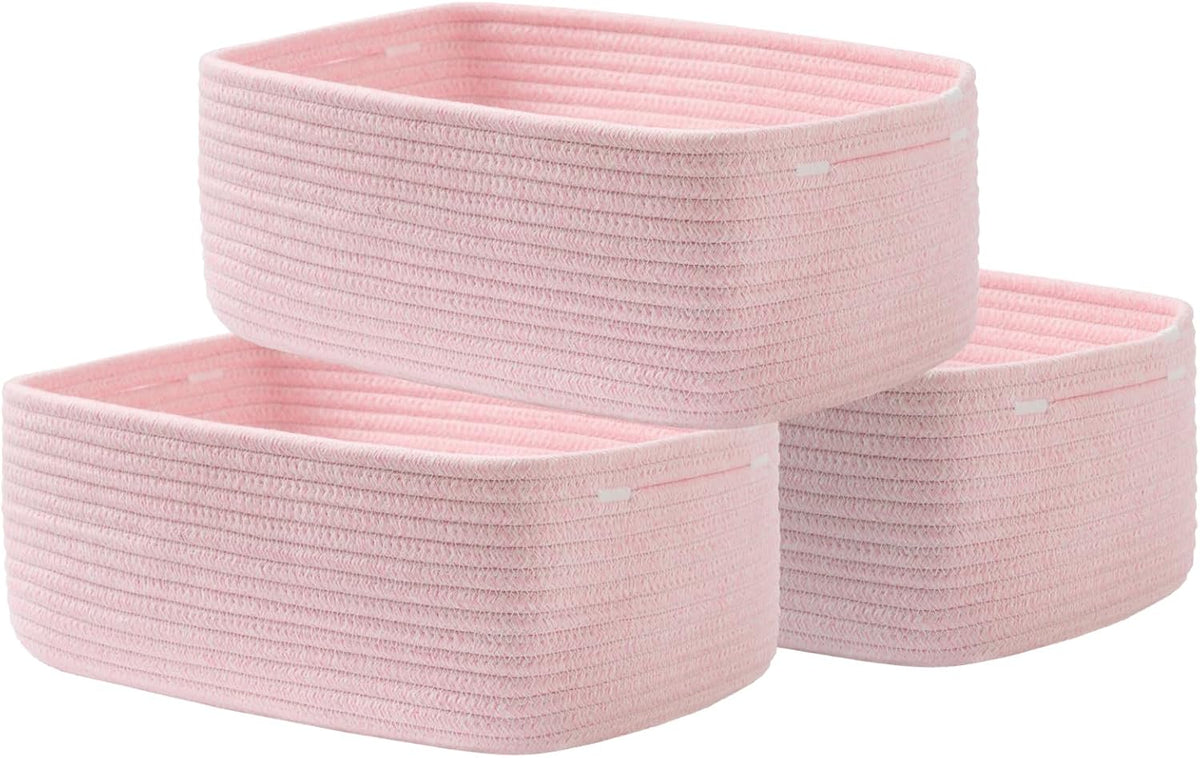 Small Woven Basket, 13.5 x 9.5 x 5 Inches, Storage Basket for Organizing, Cute Small Rope Shelf