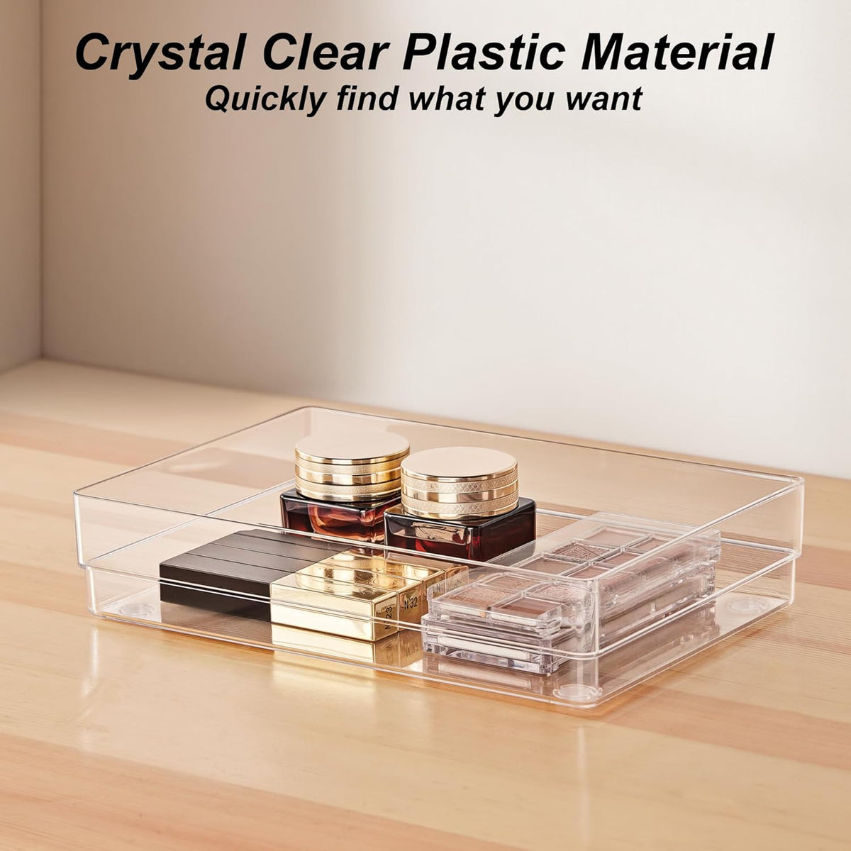 SMARTAKE 25-Piece Drawer Organizer with Non-Slip Silicone Pads, 4-Size Desk Drawer Organizer Trays