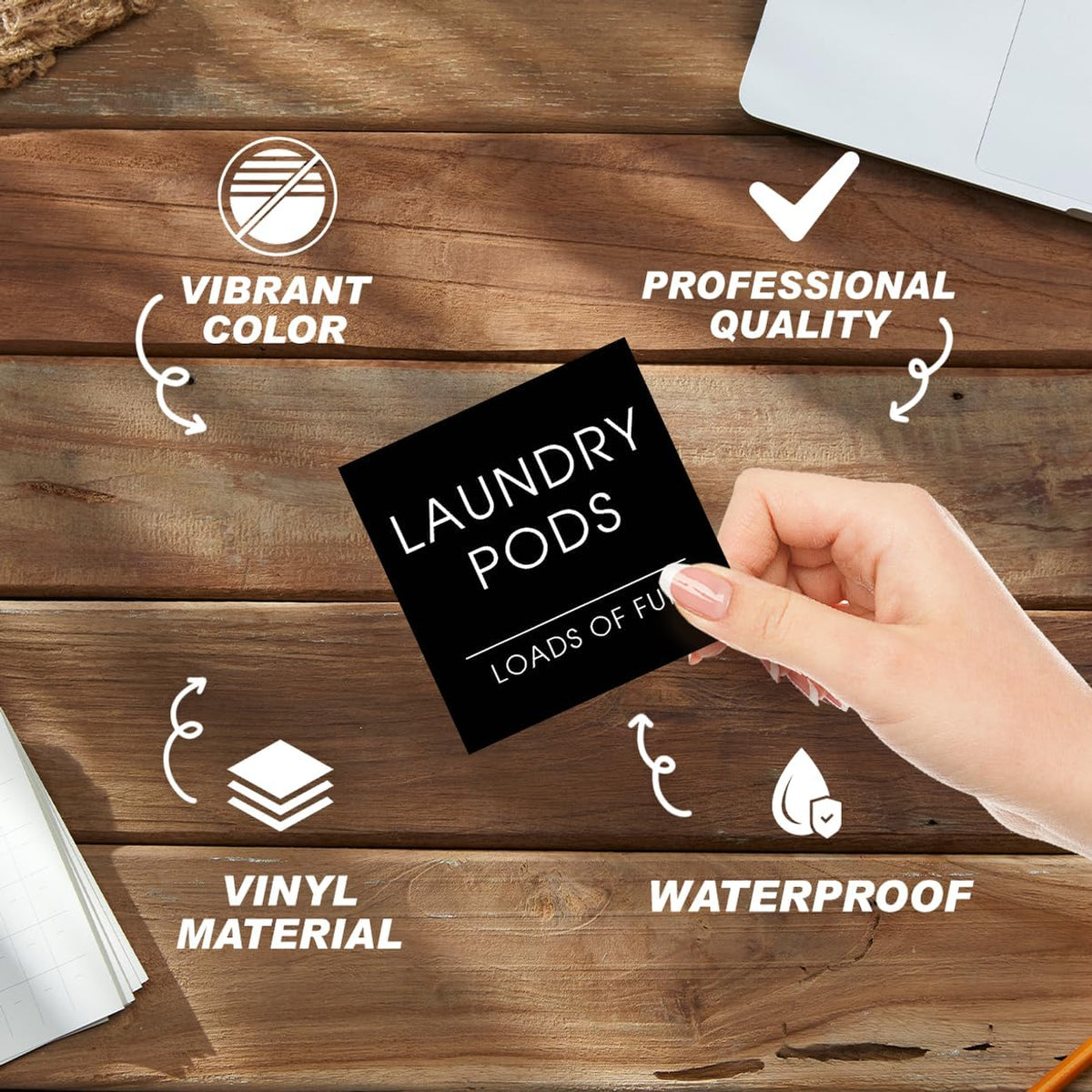 Modern Minimalist Laundry and Cleaning Sticker Labels for Home Organization 24Pcs Vinyl Label Pack