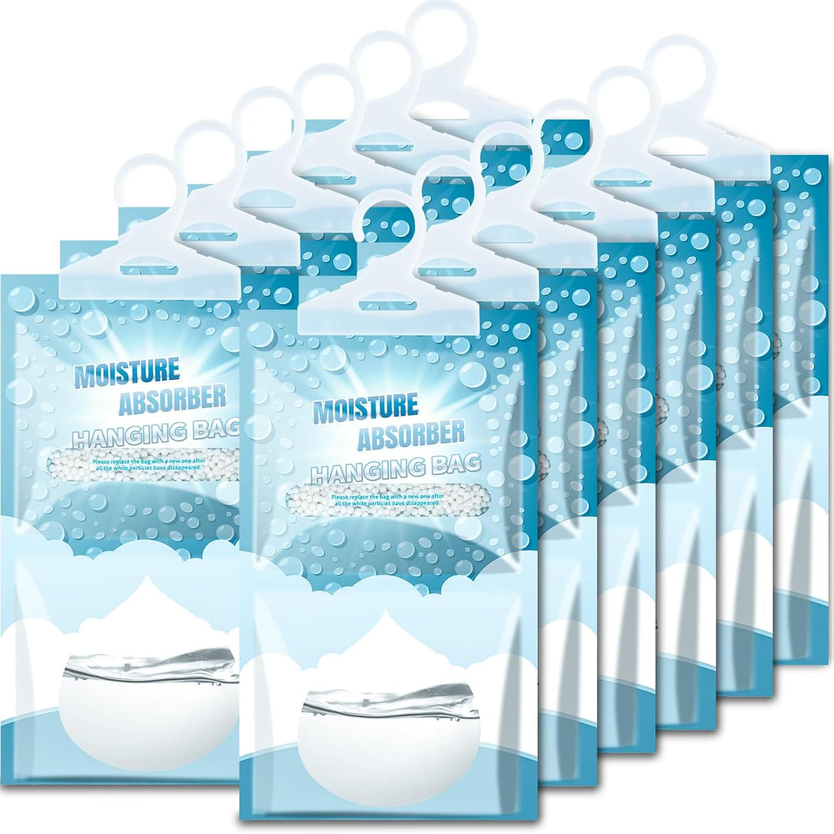 12 Pack Hanging Moisture Absorbers - Fagrance Free Dehumidifier Bags, 8.11 OZ, Removes Moisture &
