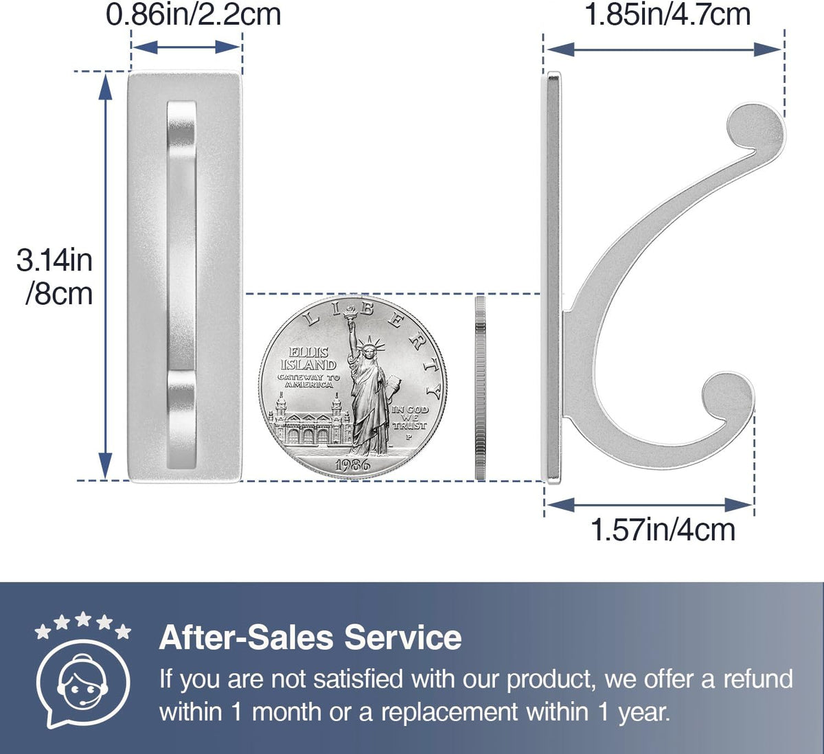 8-Pack Adhesive Wall Hook for Towel/Coat - Extra Sticky 10LB Stainless, Stick on Hanger for Bath or