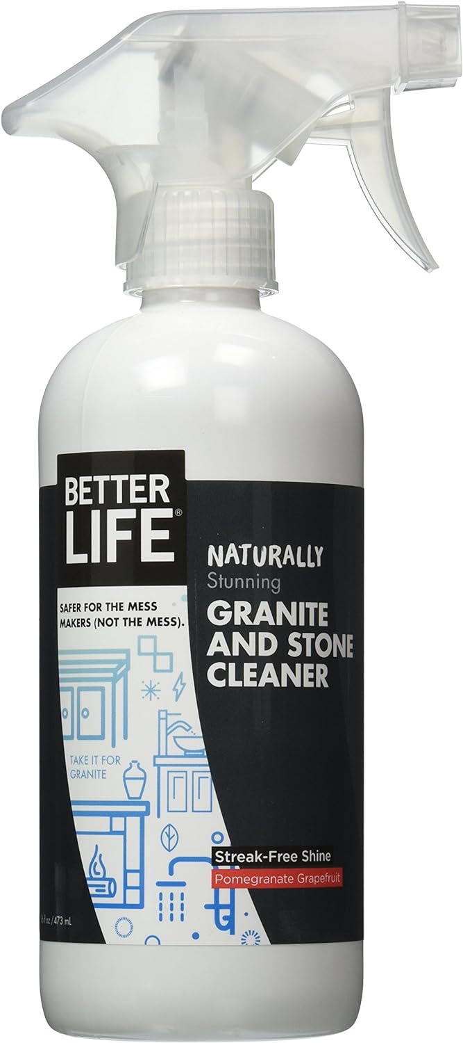 Better Life Granite Cleaner and Polish - Stone Countertop Cleaner for Marble, Quartz, Slate