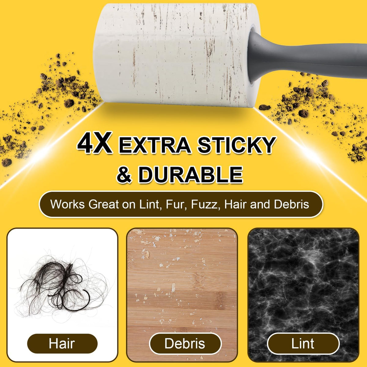 Extra Sticky Lint Rollers for Pet Hair, 250 Sheets, Lint Remover for Dog Cat Hair Removal, Animal